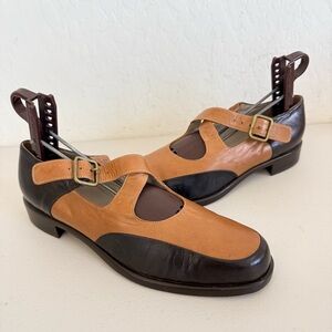 Vintage Giorgio Armani Two Tone Leather Cross Over Loafers EU 38 1/2 US 8/8.5